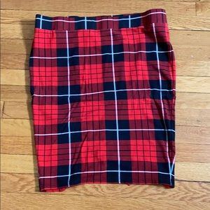 Buffalo plaid pencil skirt